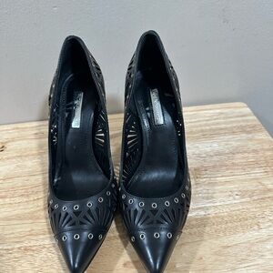 BCBG Black Heels with Cutout and Stud Design